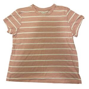 Time and Tru Girls Pink Striped Short‎ Sleeve T-Shirt Size L (12-14)